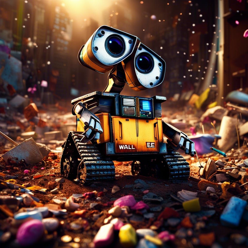 Wall-E Cleans Abandoned Earth: Hyperrealistic Digital Art