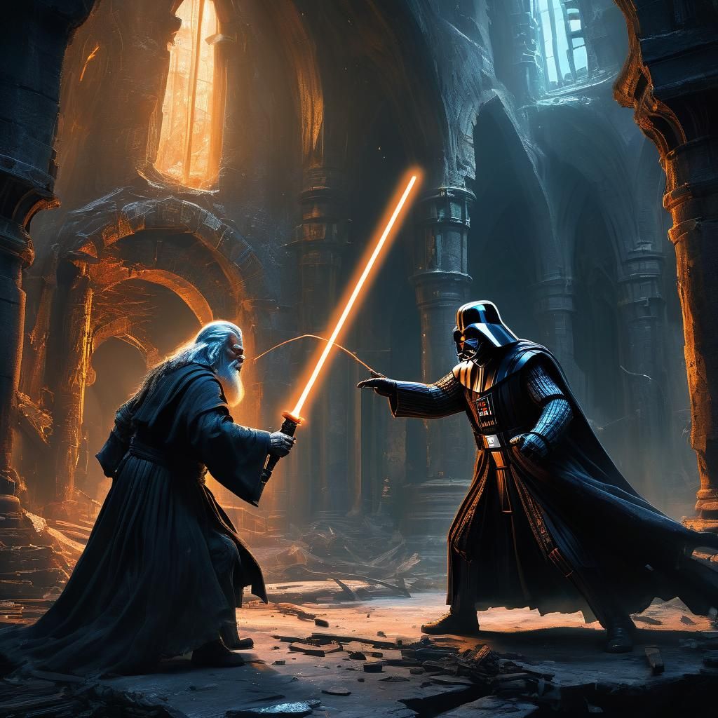 Gandalf and Darth Vader Slinky Battle
