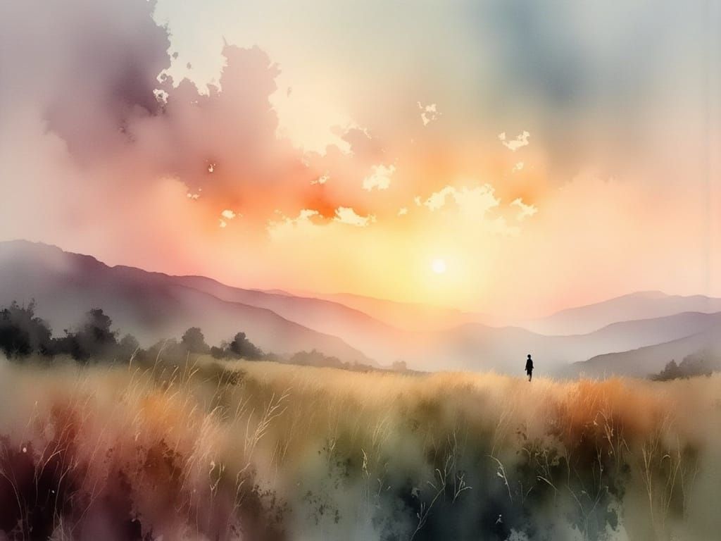 Ethereal Copper Red Sunset on a Vast Moorland