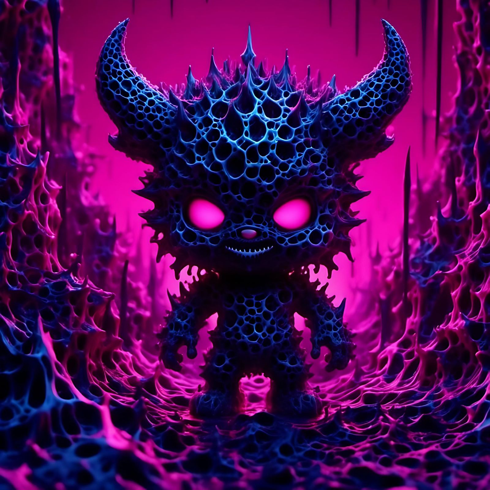 Chibi Devil Formed From 3D Mesh Array