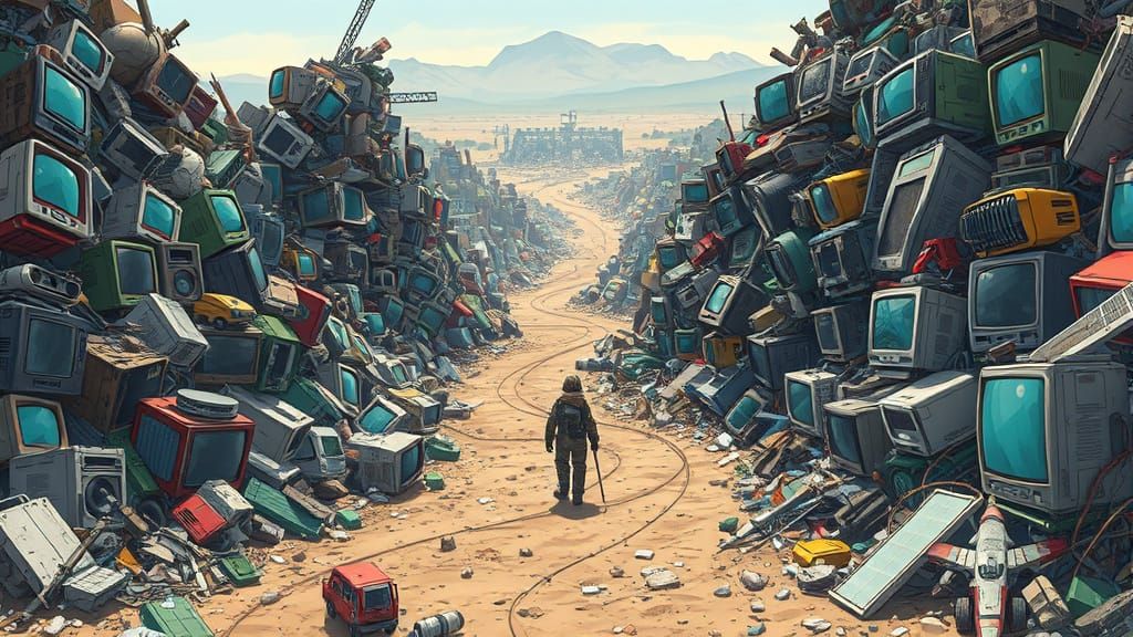 Vibrant Desert Wastes in Anime JRPG Style