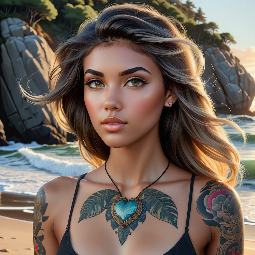 Tattooed Goddess on a Granite Shore