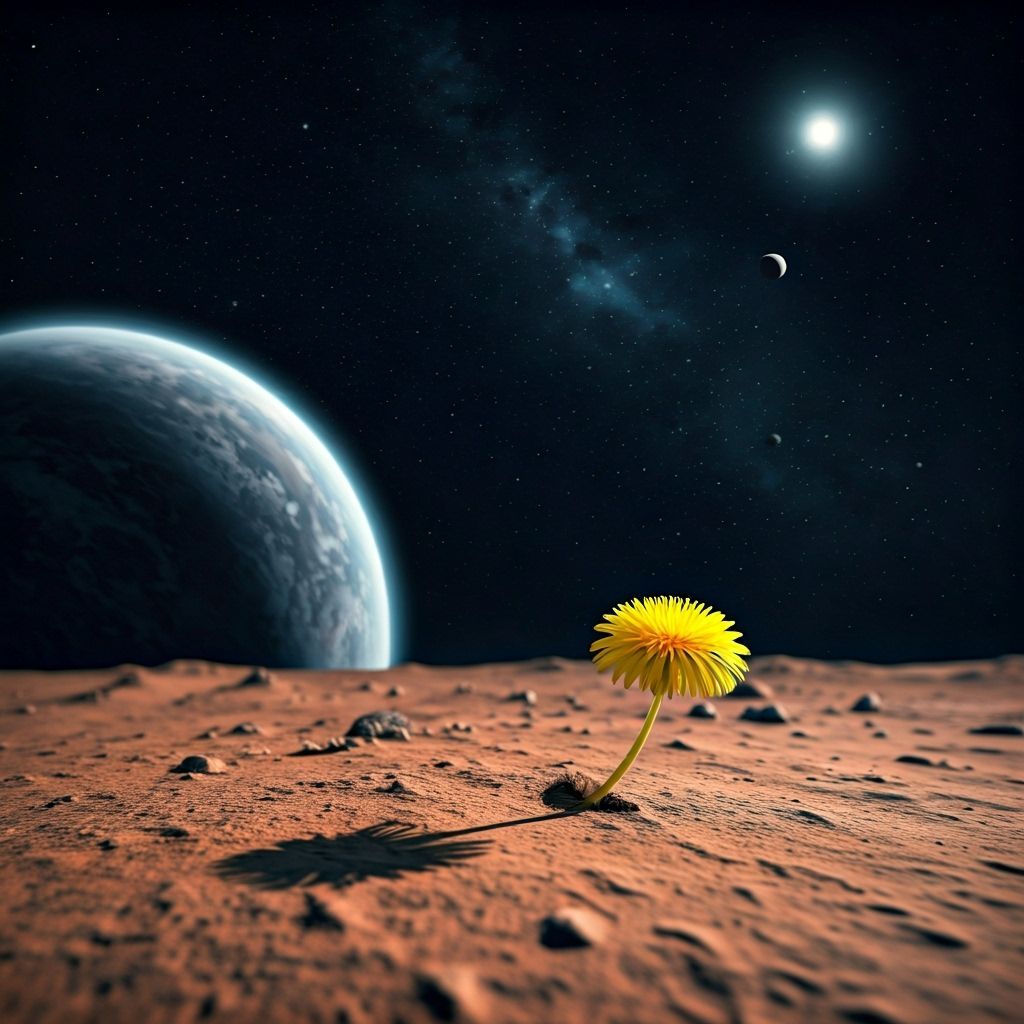 Dandelion on Mars with Visible Planets
