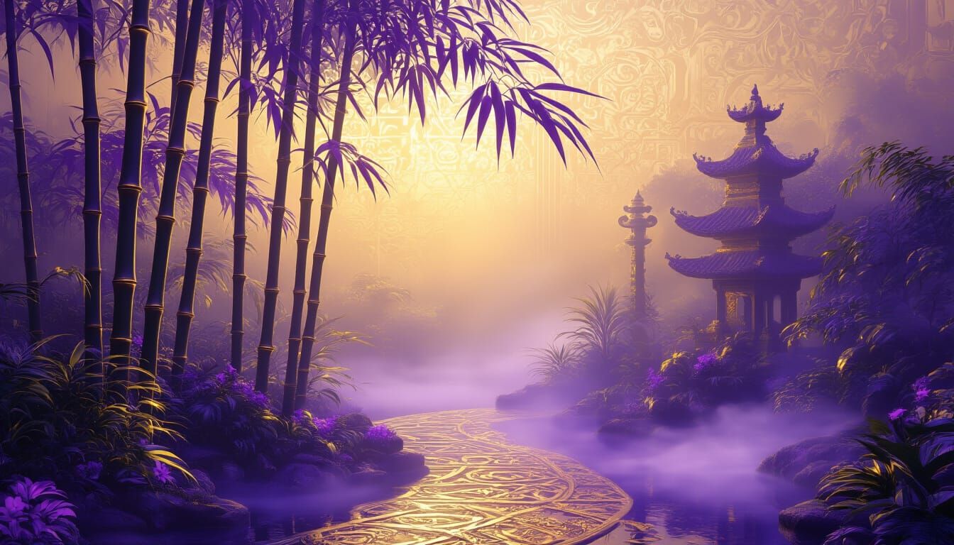Baroque Bamboo Garden With Surreal Geometric Patterns