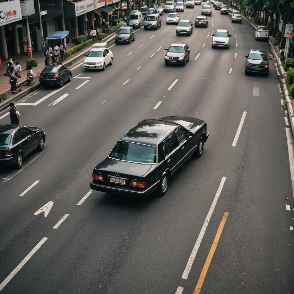 W124 E420 V12 Driving in Bangkok: Professional Photo