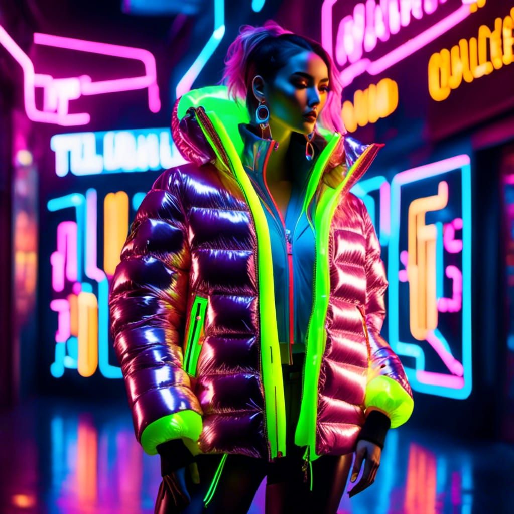Neon Puffy Jacket Art in Commercial Street Market