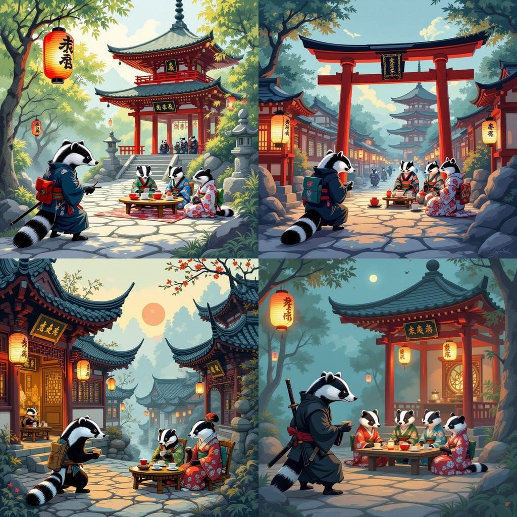 Ninja Badger Crashes a Lantern-Lit Tea Party