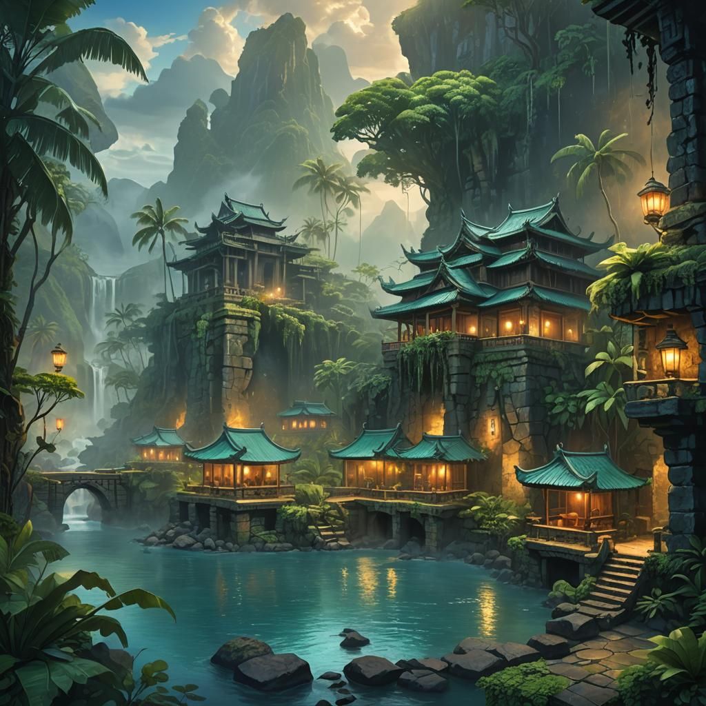 Ancient Hawaiian City of Refuge: Fantasy Concept Art