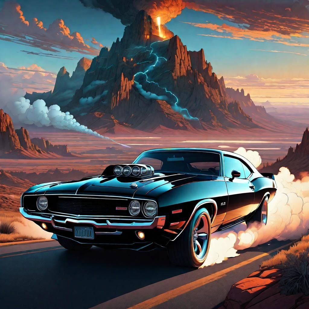 Cyberpunk Muscle Car Power Slide Masterpiece