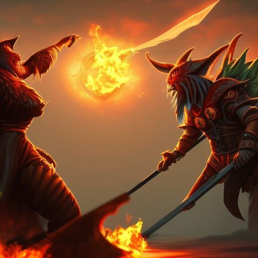 Epic Fire Mage vs Goblin Warrior Duel