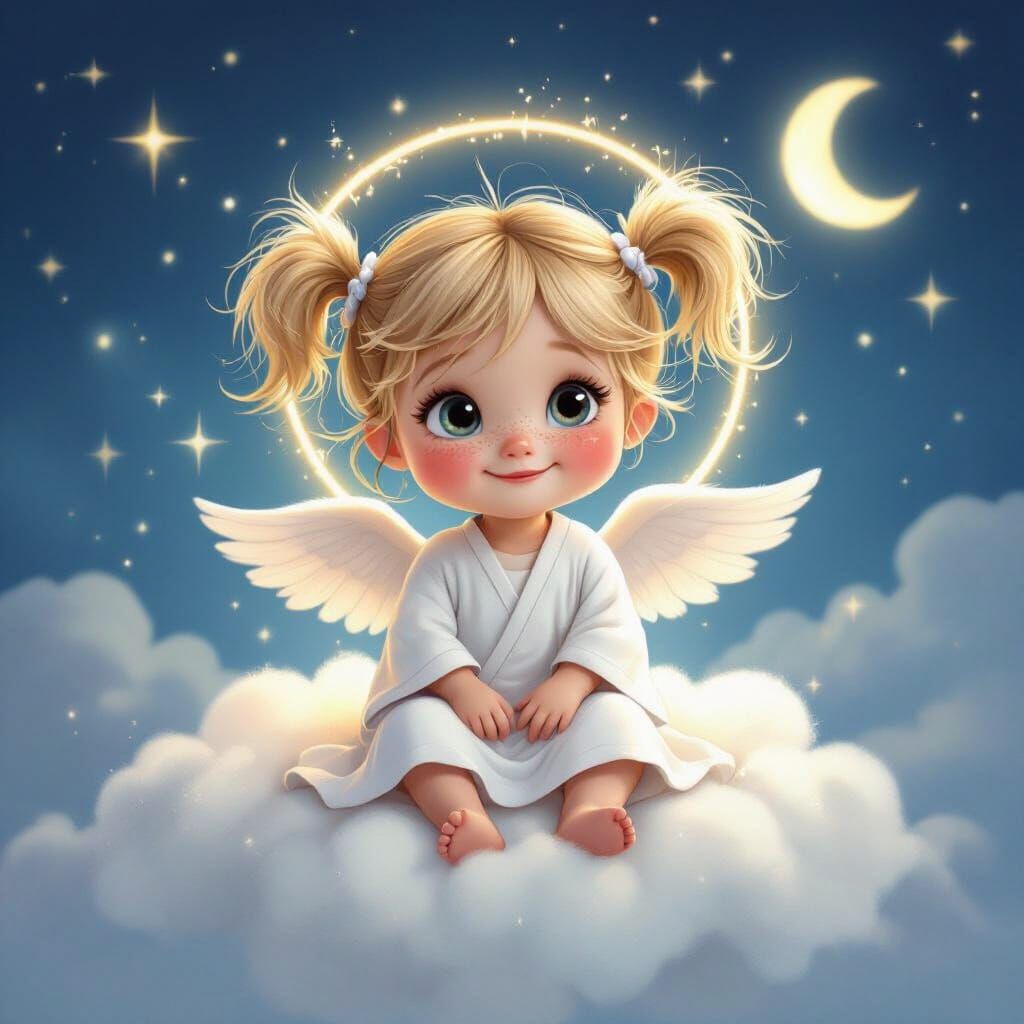 Whimsical 3D Watercolor of a Toddler Angel