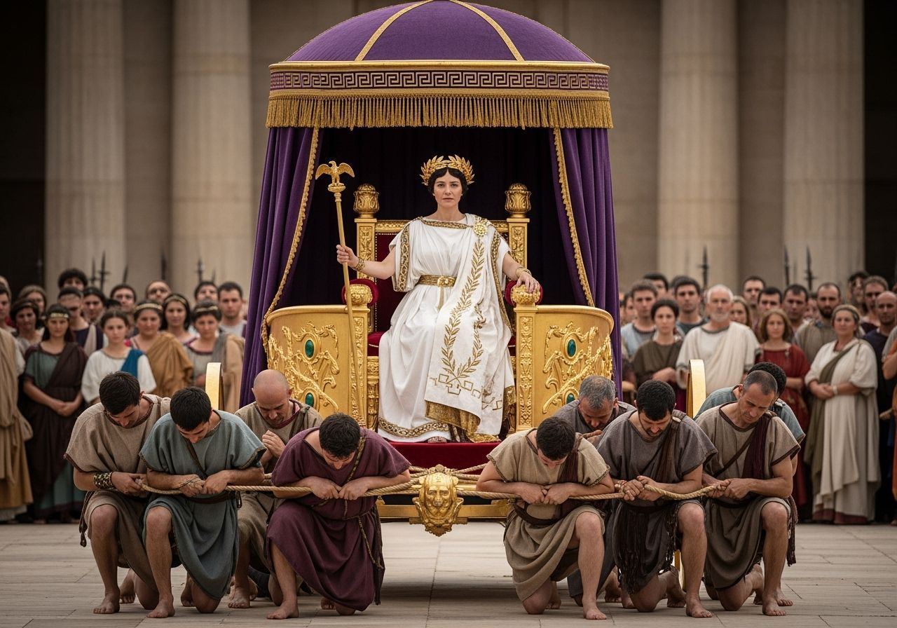 Regal Roman Empress on Golden Chariot