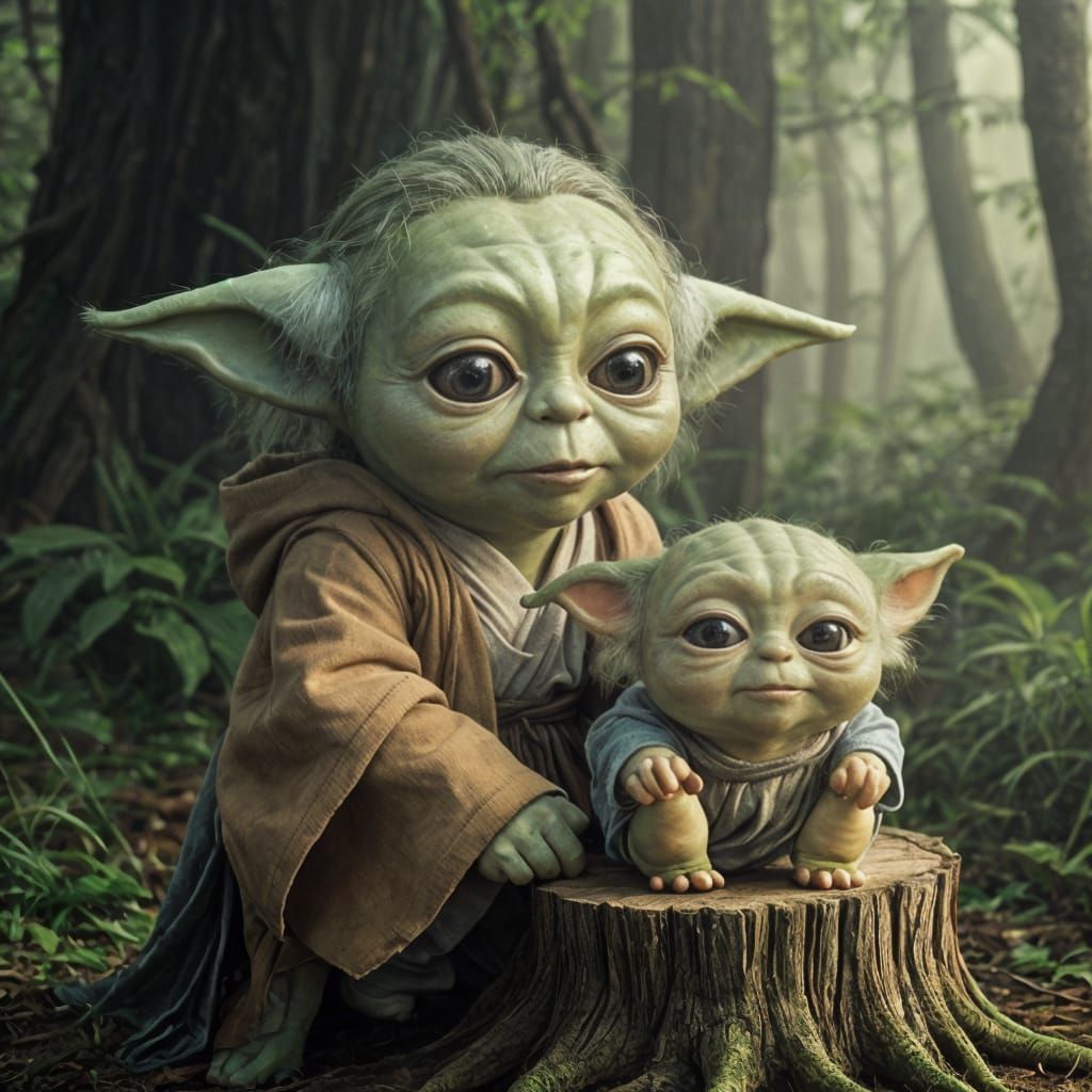 Cute Baby Yoda with Brad Pitt Features