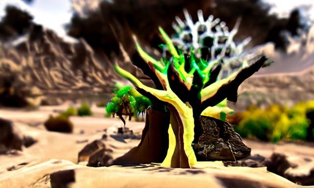 World Tree at Desert Edge: 8K 3D Fantasy