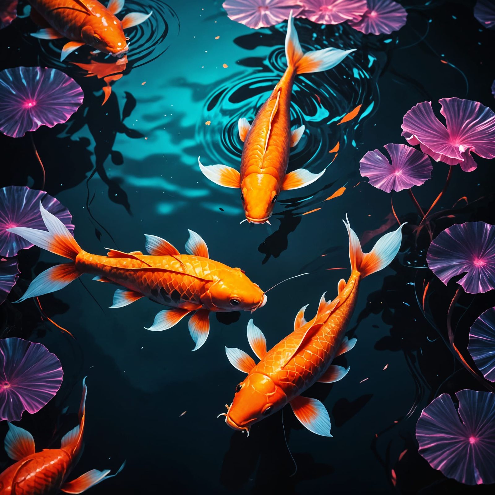 Elegant Koi Fish in Smoky Atmosphere