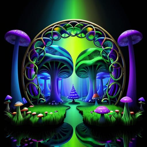 Surreal Portal to Vibrant Psychedelic Wonderland