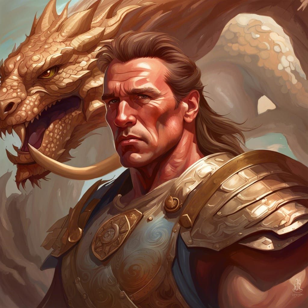 Ancient Warrior Battles Dragon: Hyperdetailed Concept Art