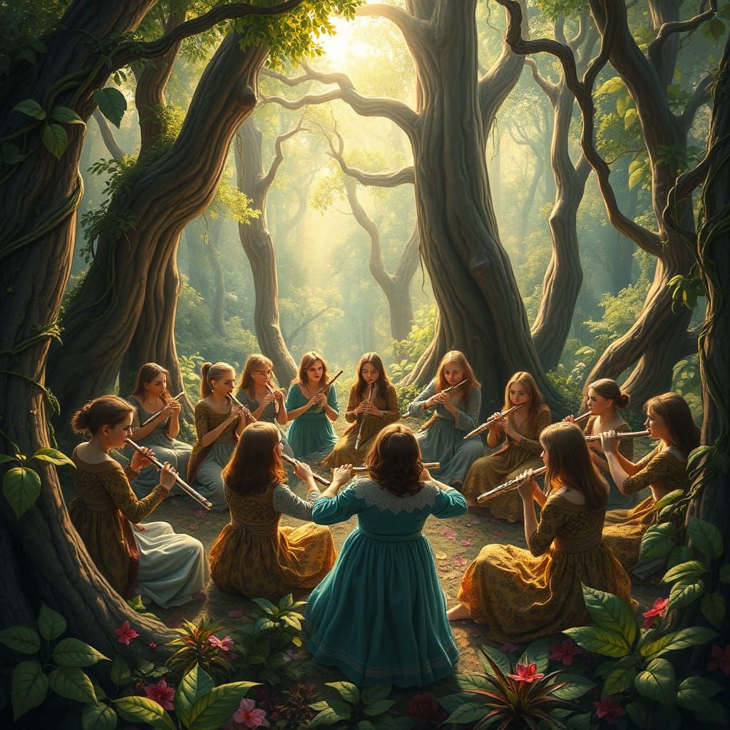 Enchanted Woodwind Concert in a Whimsical Forest