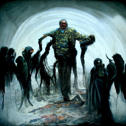 Lovecraftian Horrors Attack Humans in Dark Fantasy Art