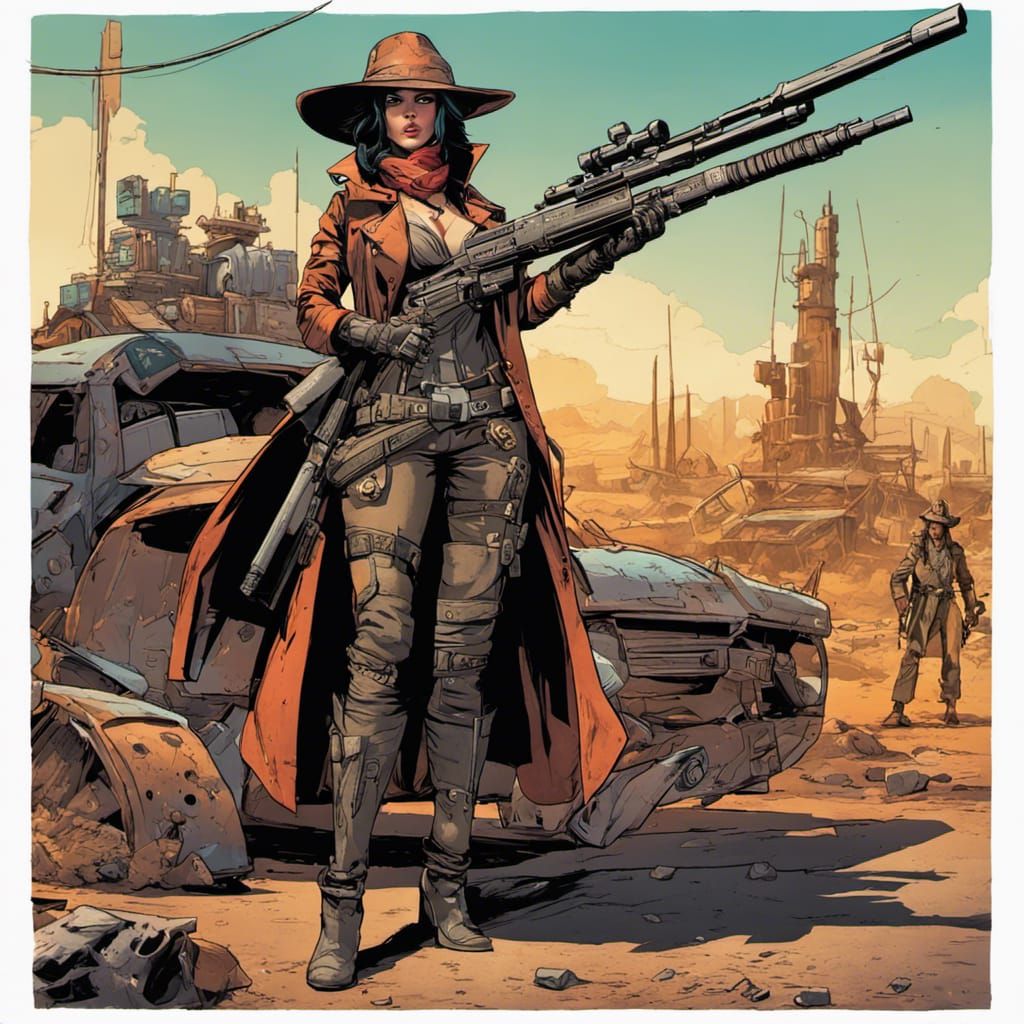 Sci-Fi Fantasy Bounty Hunter in Comic Style