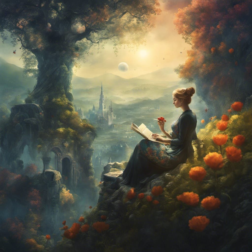 Surreal Woman in Style of Yuumei and Chagall