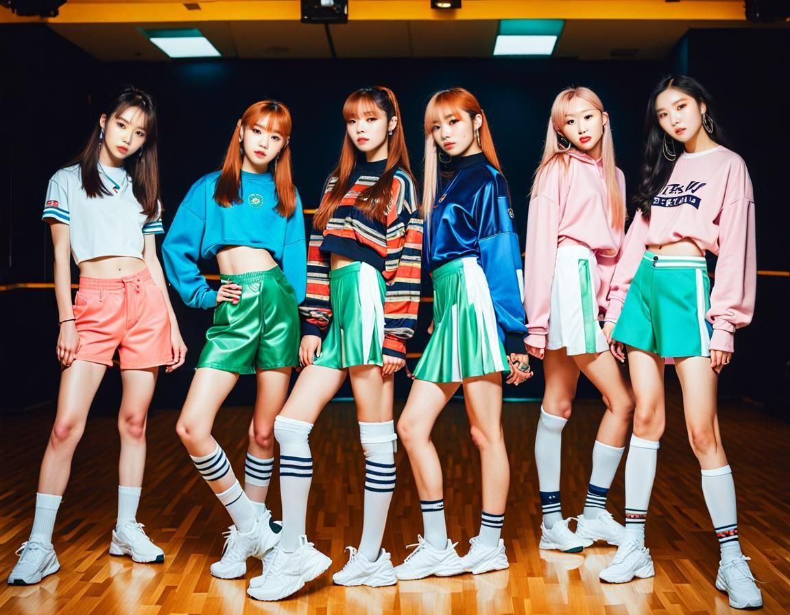 K-Pop Girl Group Selfie in Y2K Dance Studio