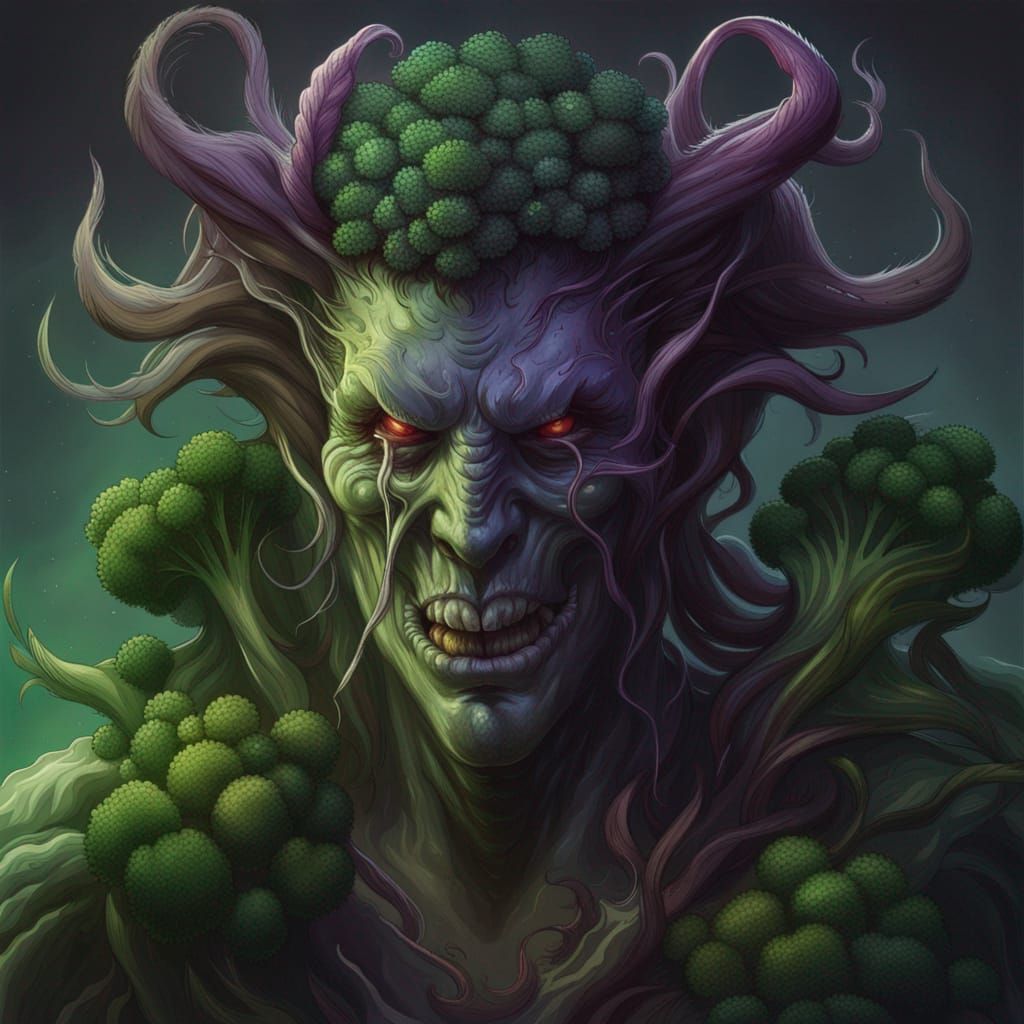 Eldritch Broccoli Demon Concept Art Portrait