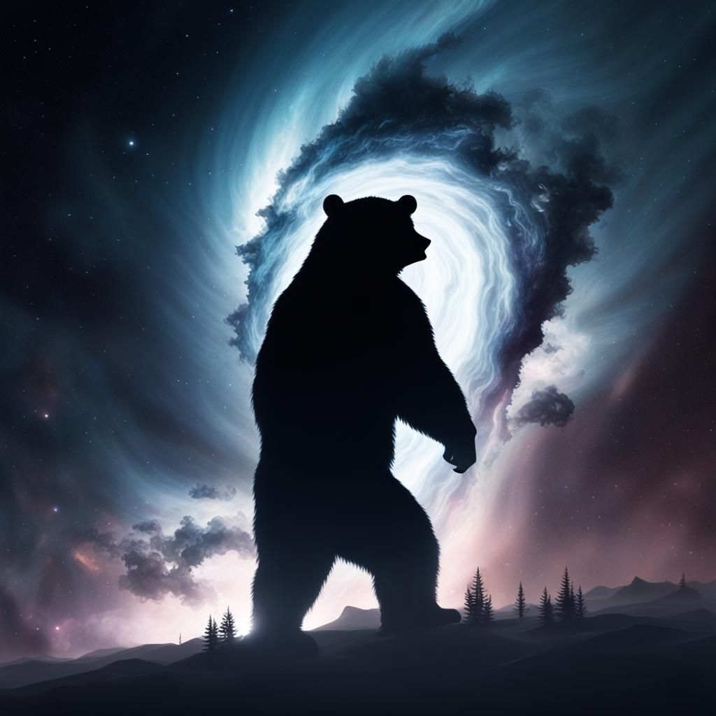 Nebula Bear Silhouette in Detailed 3D Rendering