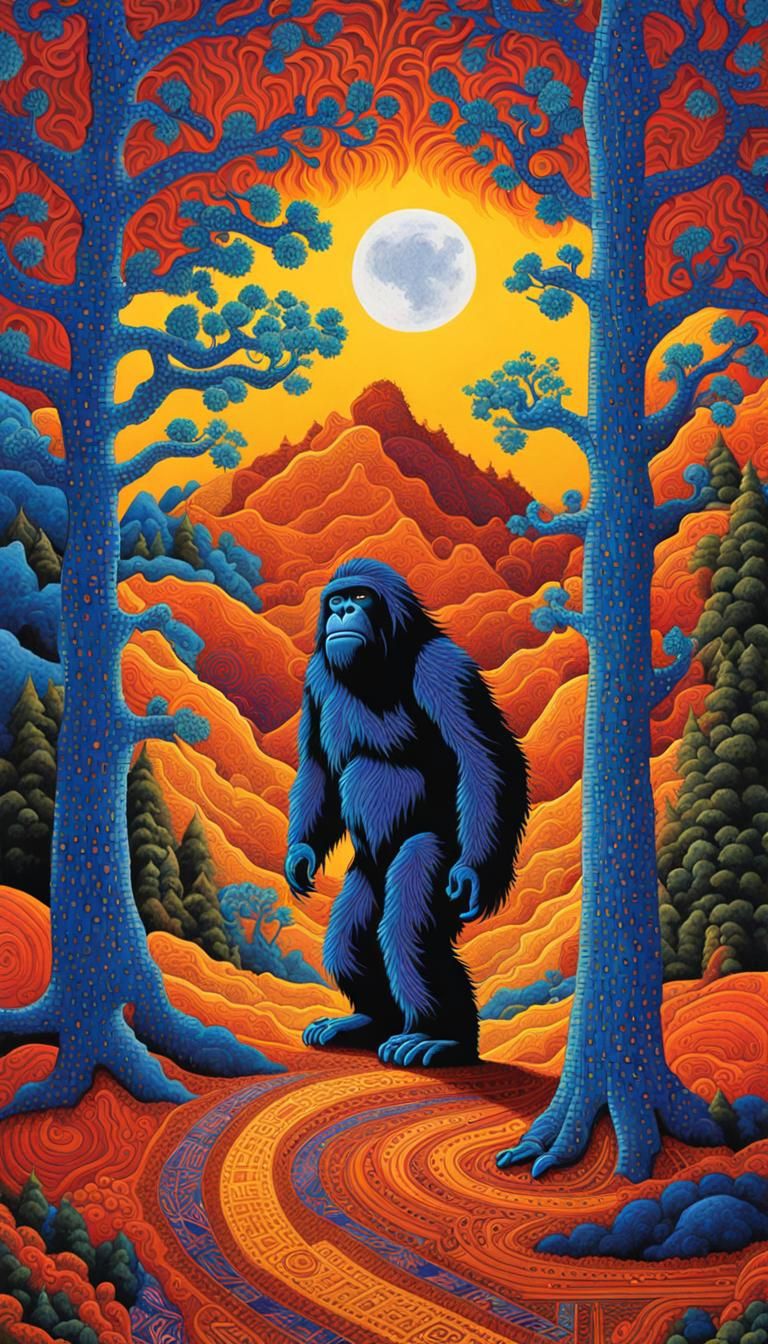 Sasquatch in Native American Art Style