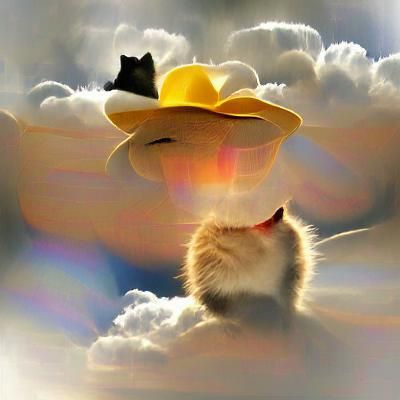 Cat in Cowboy Hat Bathed in Divine Light