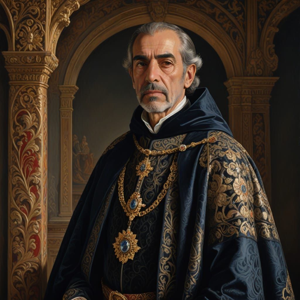 Spanish Nobleman in Regal Attire, 13th Century