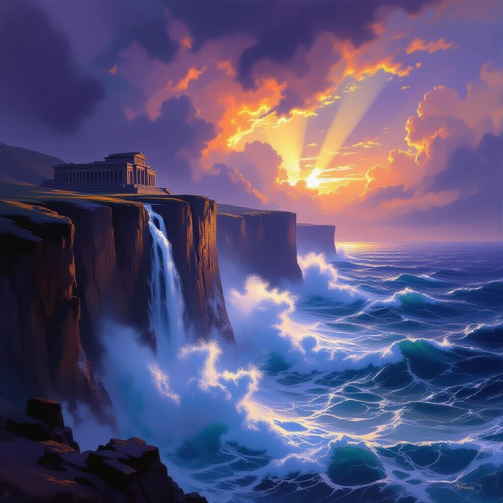 Ancient Temple Carved Into Stormy Cliff Face