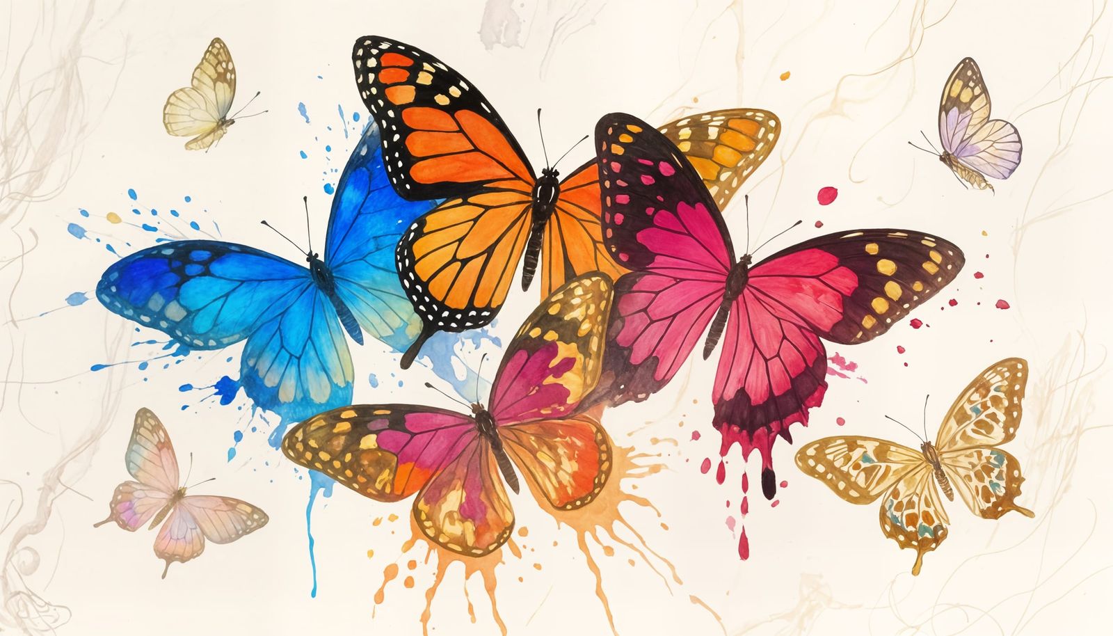 Watercolor Butterflies in Vivid Colors