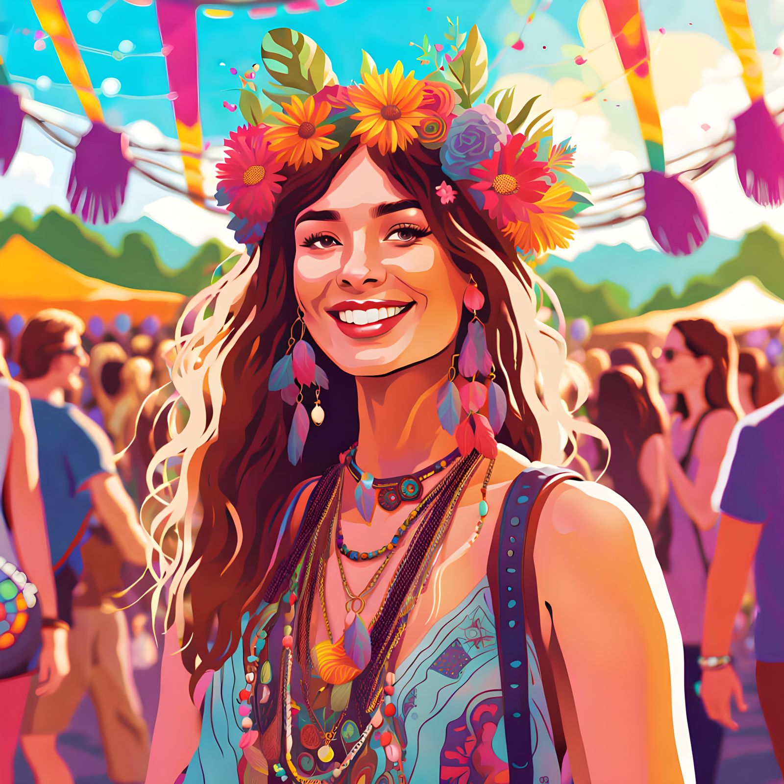 Vibrant Music Festival Scene in Digital Art