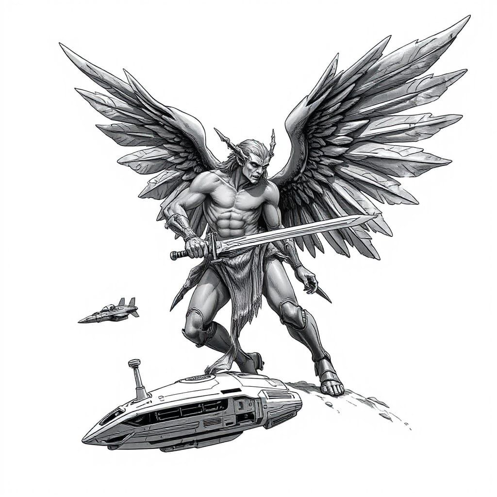 Angel vs. Aliens sketch version 2