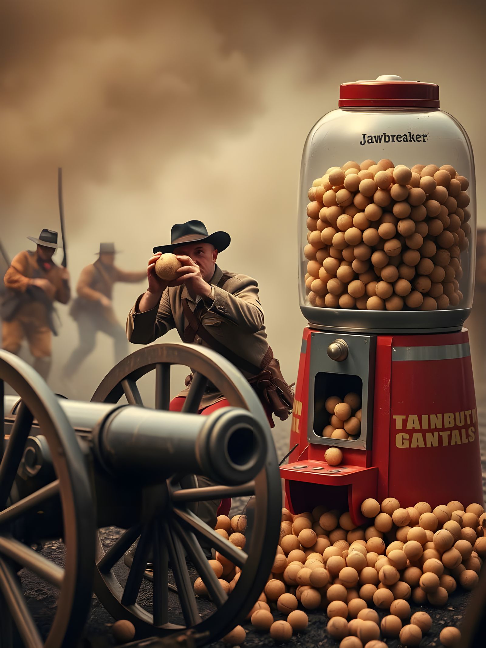 Civil War Artilleryman Loads Jawbreaker Cannon