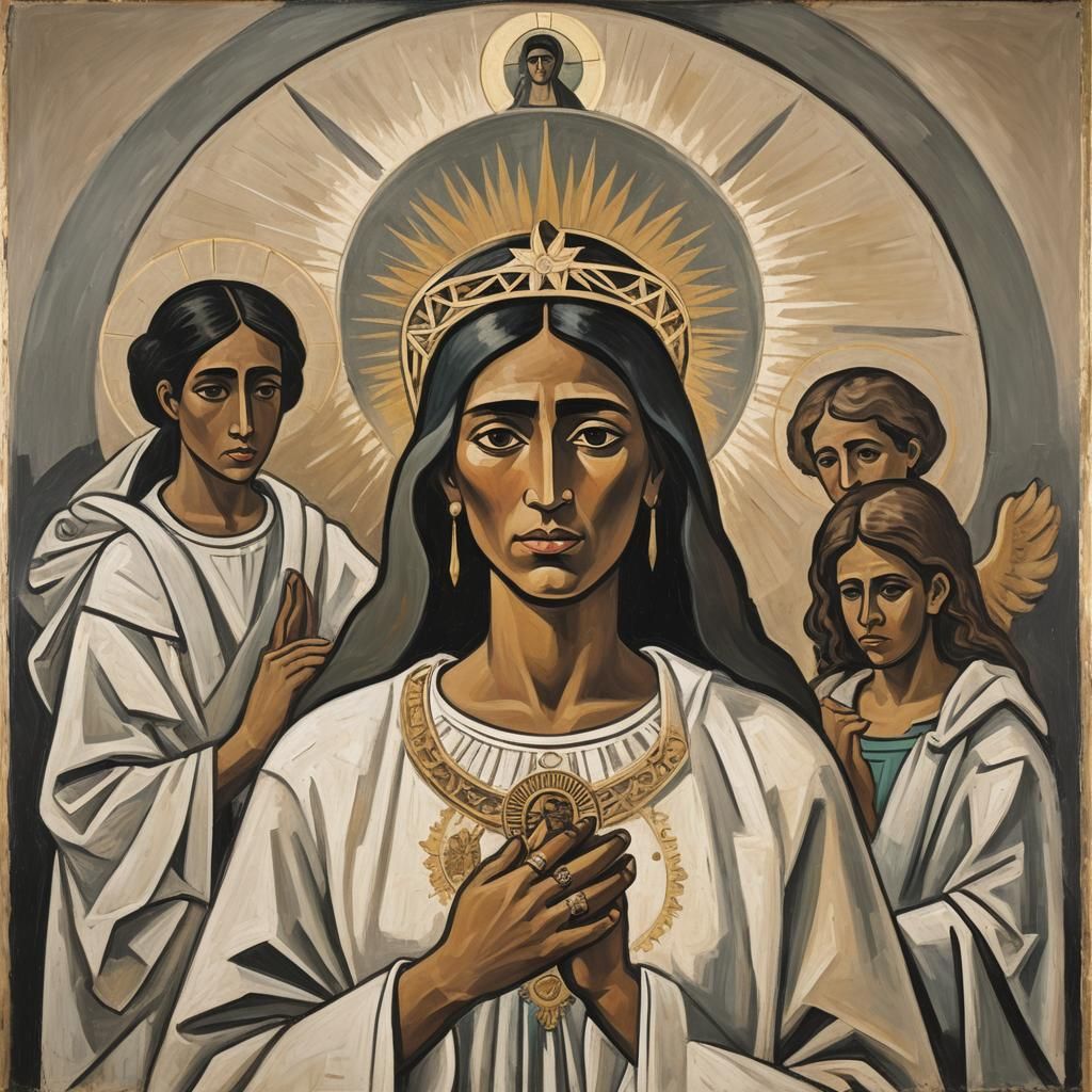 Saint Sheltering Victims: Cubist-Inspired Religious Iconogra...