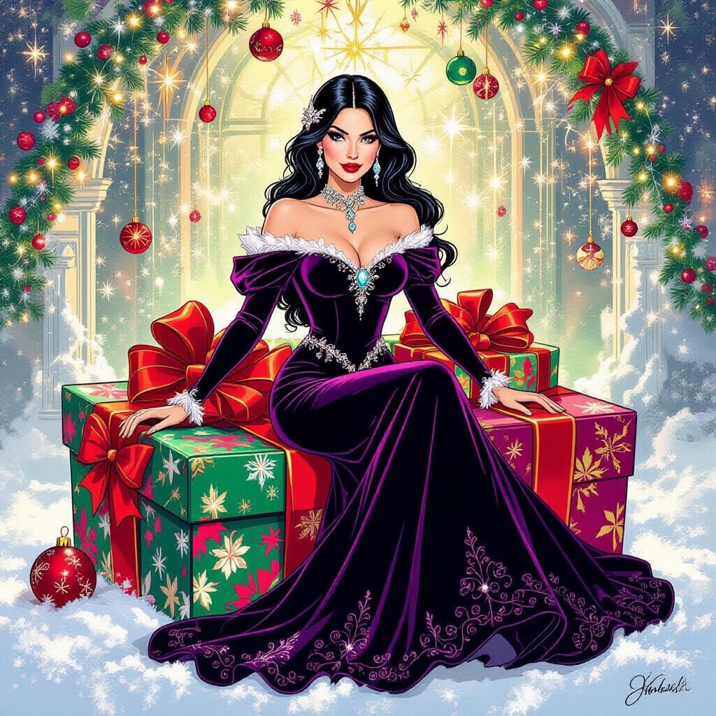 Christmas Nyssa Al Ghul in Audrey Kawasaki Style