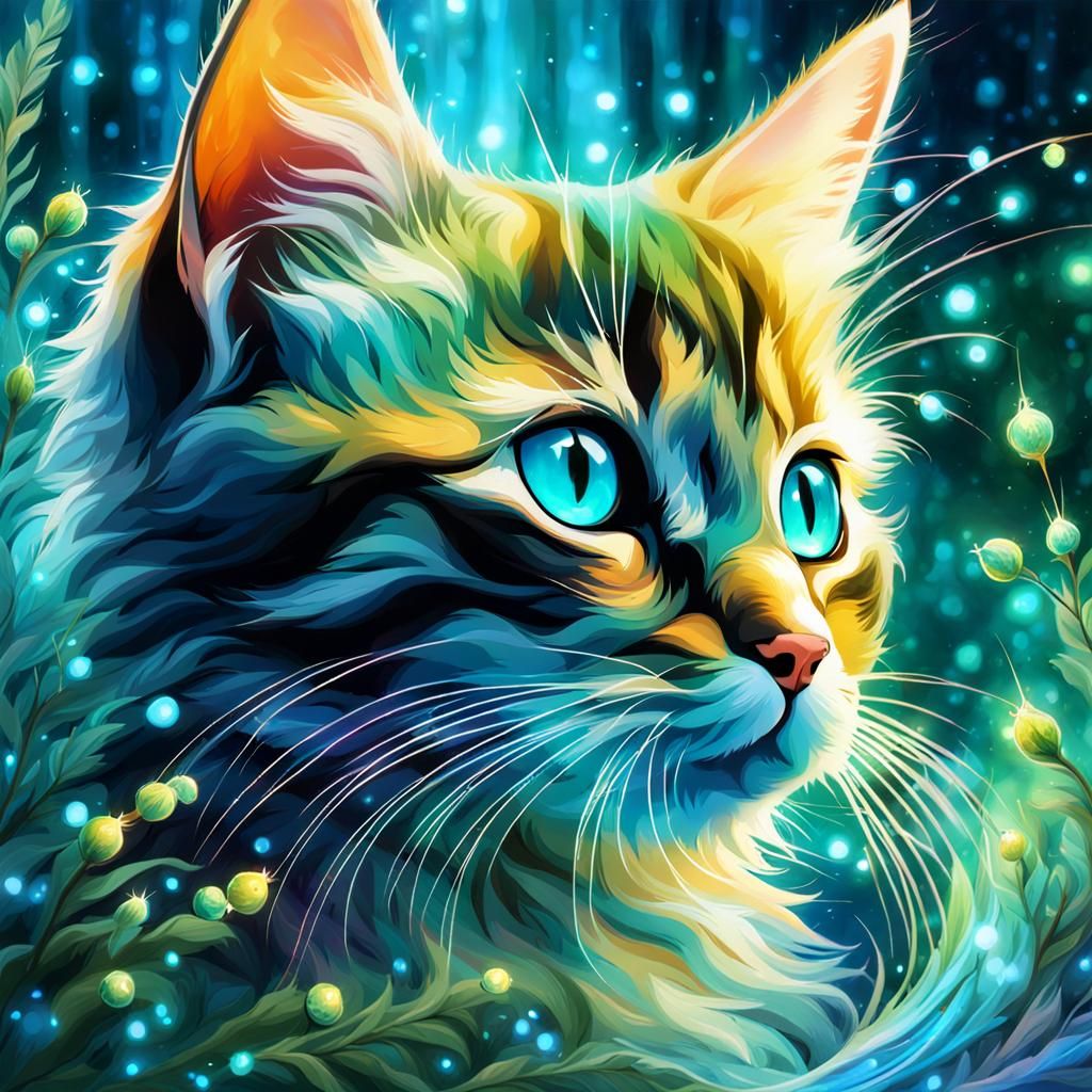 Mystical Kitten in Enchanted Woods: Double Exposure