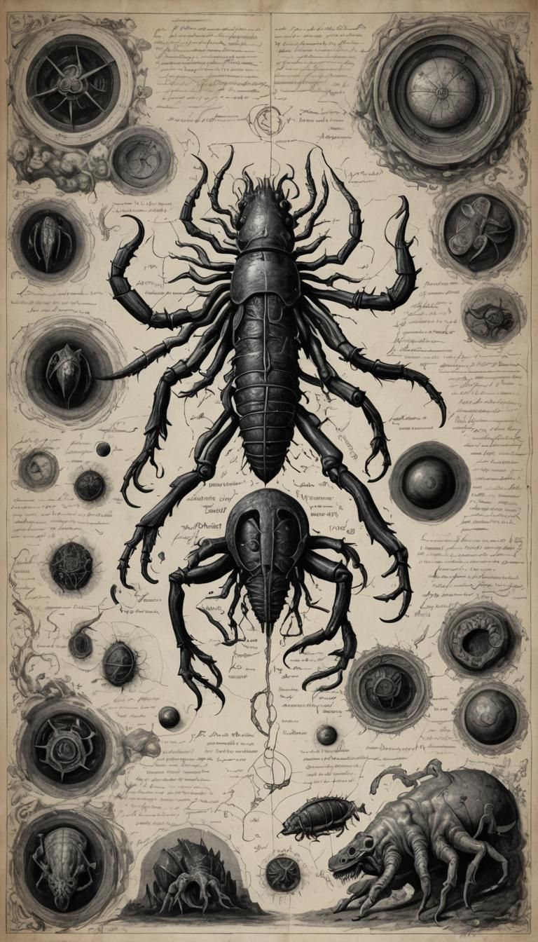 Lovecraftian Horror Creature Anatomical Blueprint