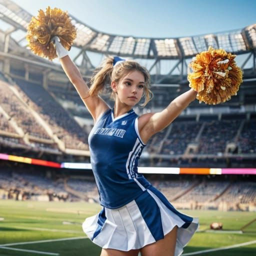 Cheerleader Poses Confidently Looking Over Shoulder