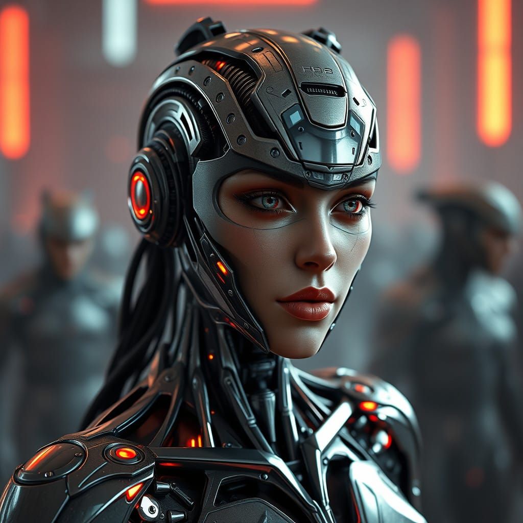 Fearsome Female AI in 8K 3D Cinematic Style