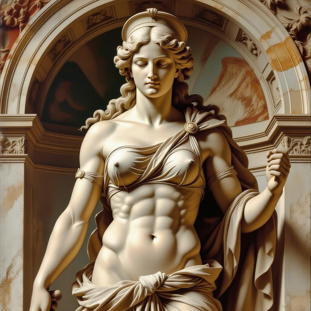 Goddess of War in Michelangelo Style