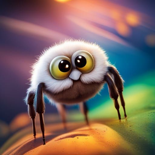 Adorable Furry Spider Storybook Illustration