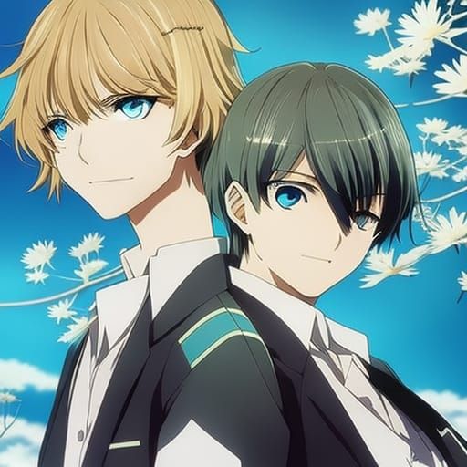 Anime Character with Big Blue Eyes in Manga Style