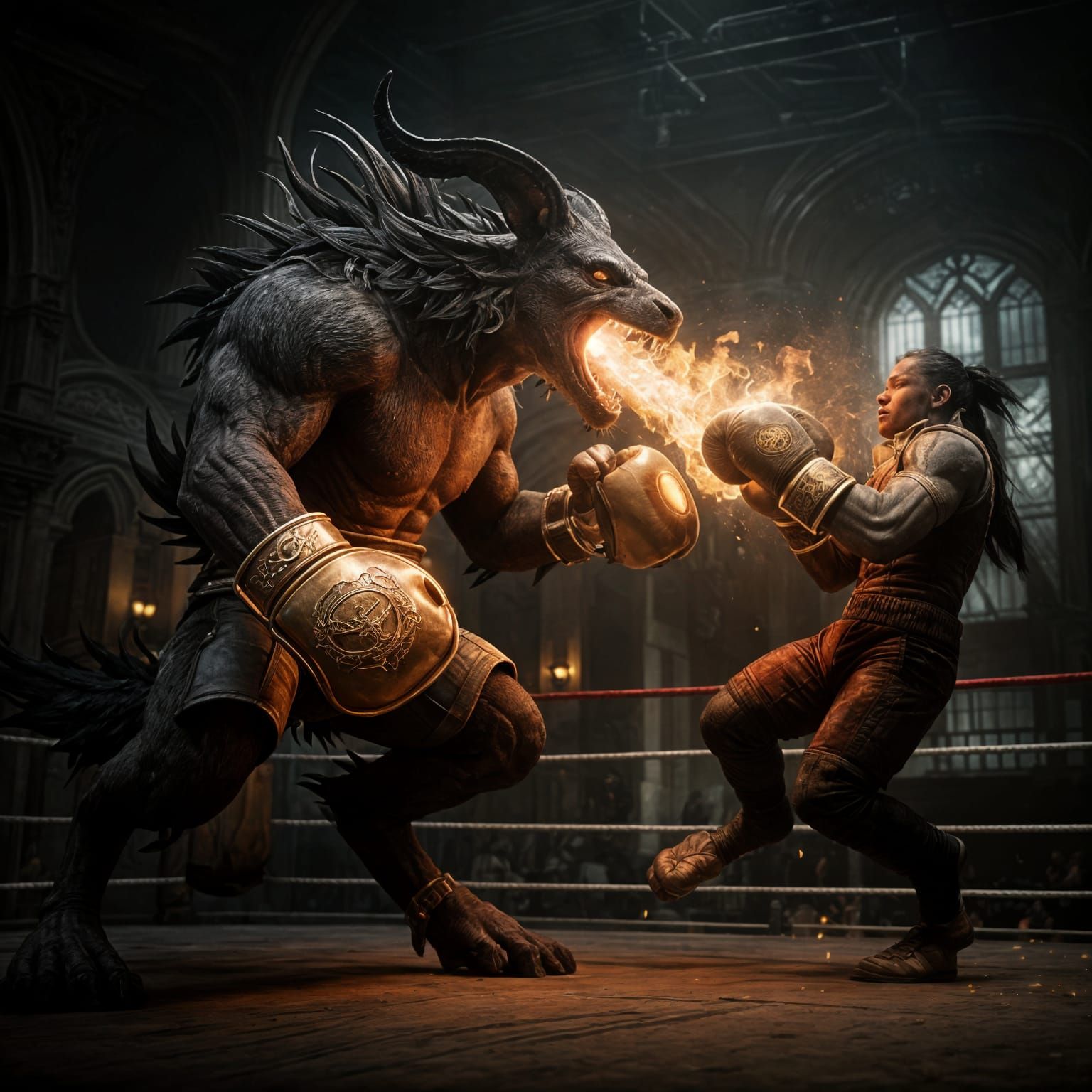 Chimera VS. A half Satyr Half Human.