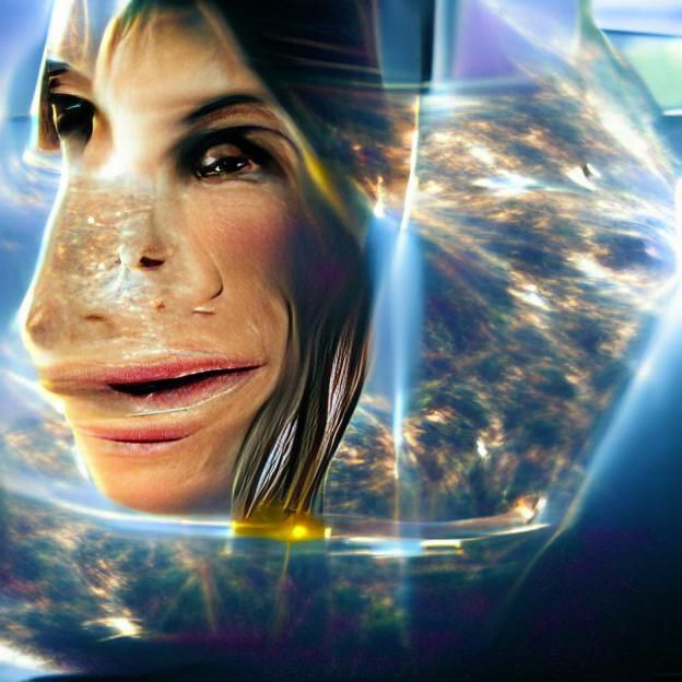 Sandra Bullock in Space with Volumetric Lighting