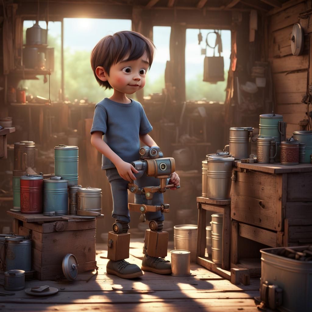 Homeless Boy's Robot Comes to Life: Pixar-Style 3D Art