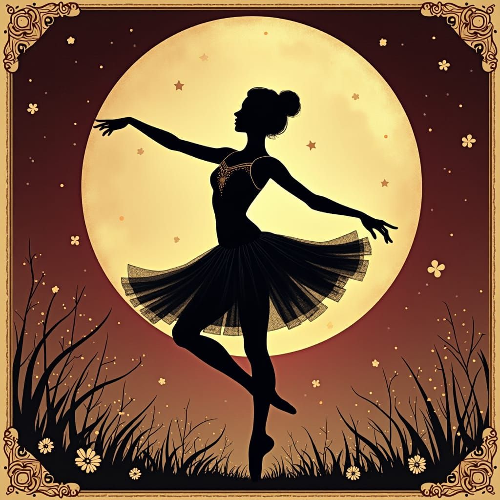 Art Deco Ballet Dancer in Moonlight