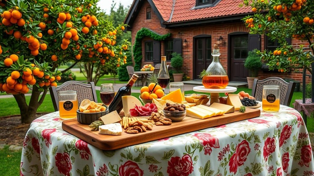 Victorian Cheese Platter in Cozy Countryside Setting